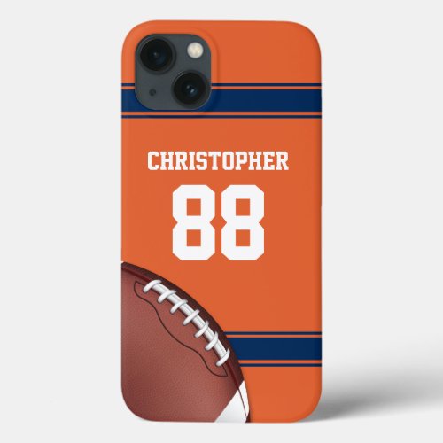 Orange and Blue Stripes Jersey Football iPhone 13 Case