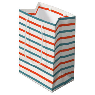 Orange and Blue Stripes Summer Party Medium Gift Bag