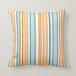 Orange and Blue Stripes Throw Pillow