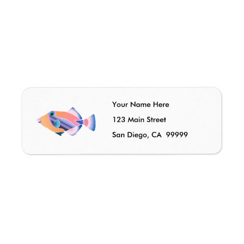 Orange and Blue Tropical Fish Label