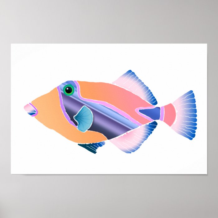 Orange and Blue Tropical Fish Poster