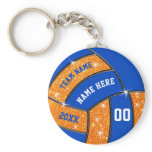 Orange and Blue Volleyball Team Gifts Personalized Keychain