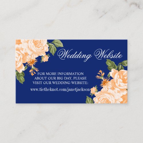 Orange and Blue Wedding Flower  Enclosure Card