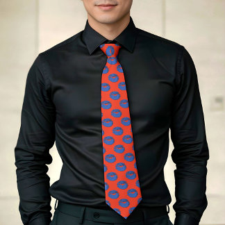 Orange and Blue XOXO Kissing Lips Neck Tie