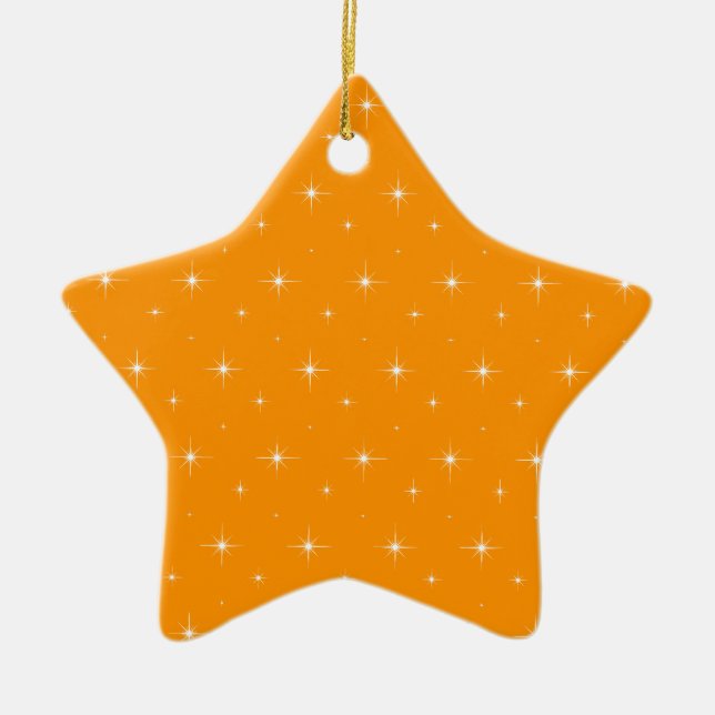 Orange And Bright Stars Elegant Pattern Ceramic Ornament (Front)