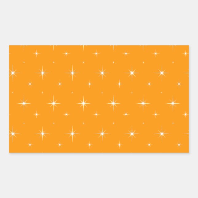Orange And Bright Stars Elegant Pattern Rectangular Sticker (Front)
