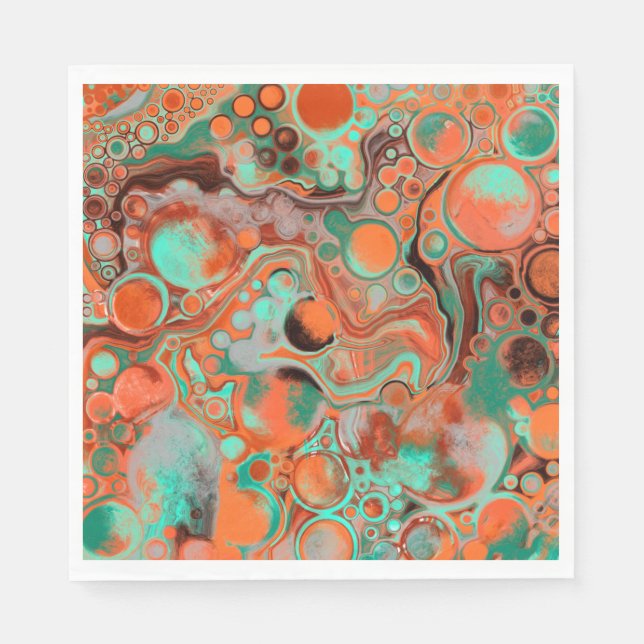 Orange and Brown Abstract Art Napkins (Front)