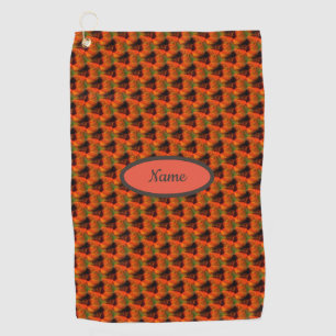 Orange And Brown Abstract Art Pattern Personalized Golf Towel