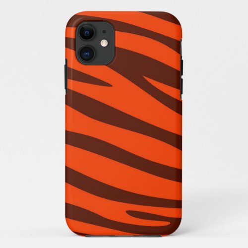 Orange and Brown Animal print skin of Zebra iPhone 11 Case