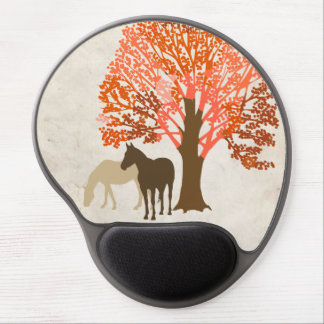 Orange and Brown Autumn Horses Gel Mouse Pad