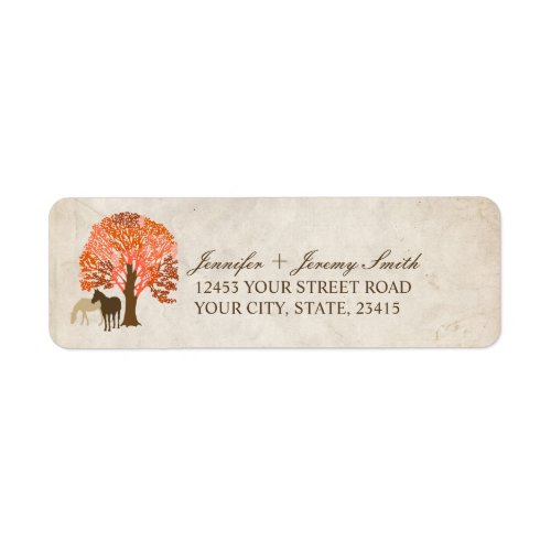 Orange and Brown Autumn Horses Label