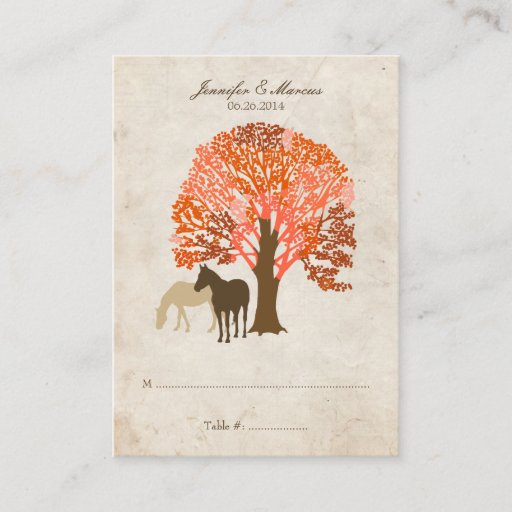 Customizable Orange and Brown Autumn Horses Business Card