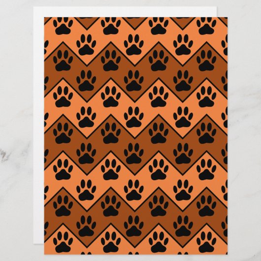 Orange And Brown Chevron With Dog Paw Pattern (Front/Back)