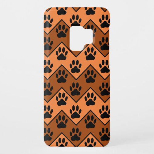 Orange And Brown Chevron With Dog Paw Pattern Case_Mate Samsung Galaxy S9 Case