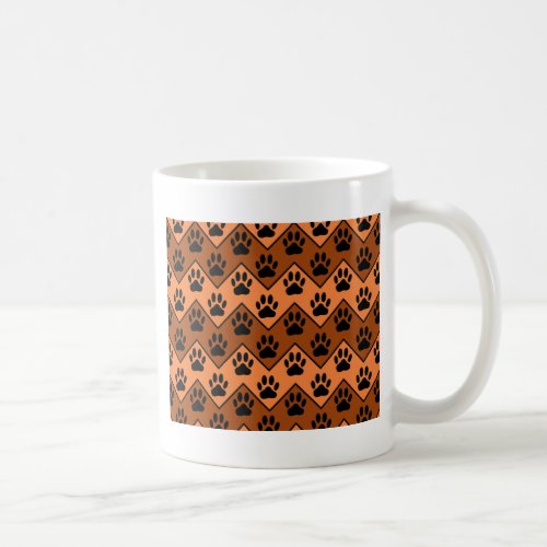 Orange And Brown Chevron With Dog Paw Pattern Coffee Mug