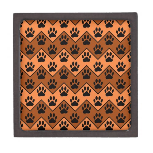 Orange And Brown Chevron With Dog Paw Pattern Gift Box