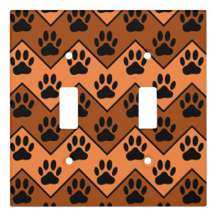 Orange And Brown Chevron With Dog Paw Pattern Light Switch Cover
