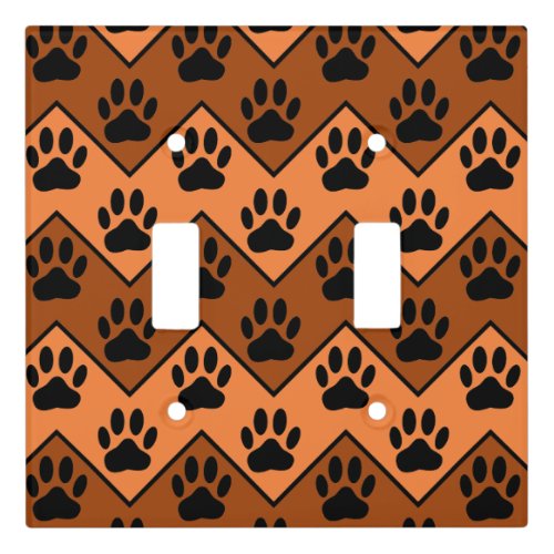 Orange And Brown Chevron With Dog Paw Pattern Light Switch Cover