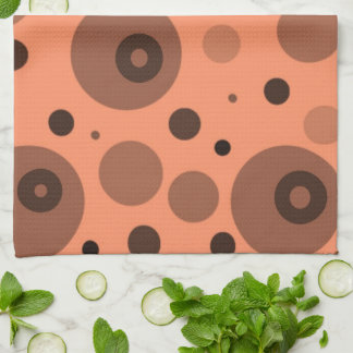 Orange and Brown Circles and Dots Kitchen Towel
