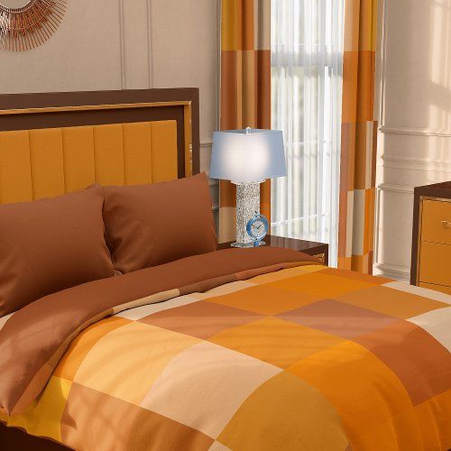 Orange and Brown Color Block Pattern Duvet Cover