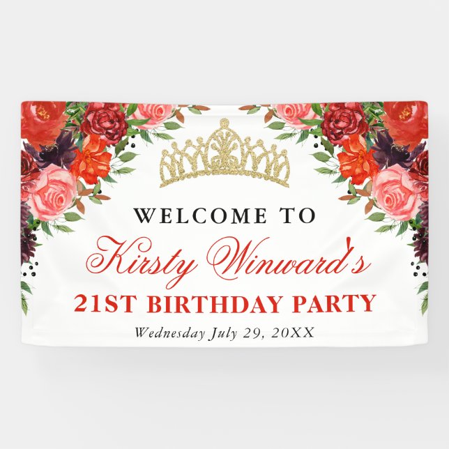 Orange and Brown Fall Flowers Birthday Banner (Horizontal)