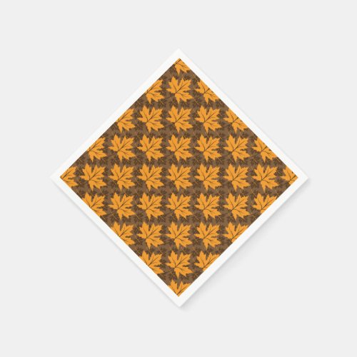 Orange and brown fall maple leaves pattern paper napkins