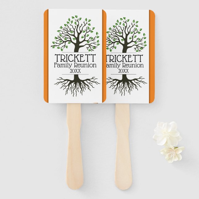 Orange and Brown Family Reunion  Hand Fan (Front and Back)