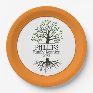 Orange and Brown Family Reunion Paper Plate