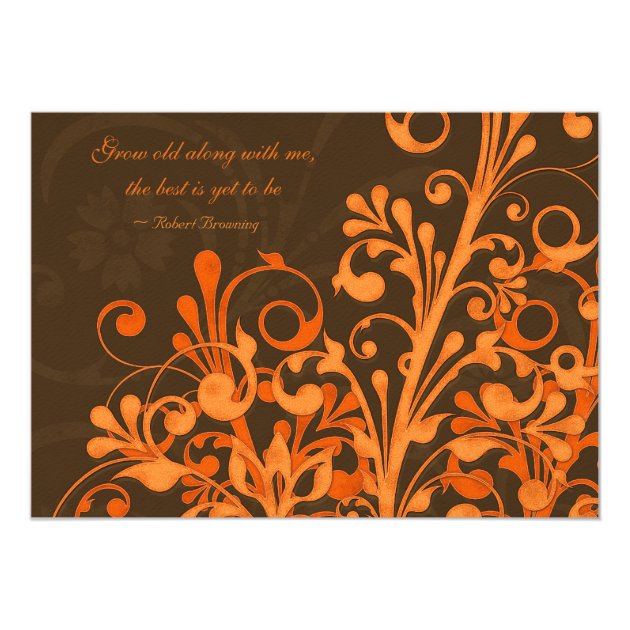 Orange And Brown Floral Fall Wedding Invitation