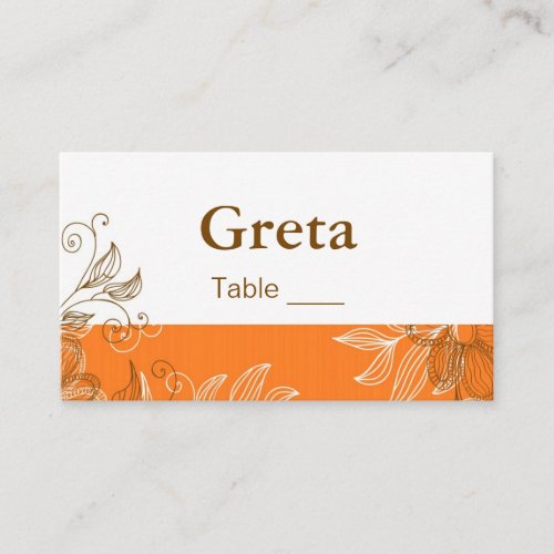 Orange and Brown Floral Table Place Cards Business Card Templates