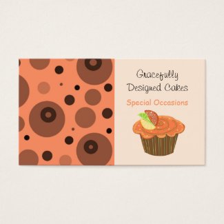 Orange and Brown Fruit Cupcake Business Card