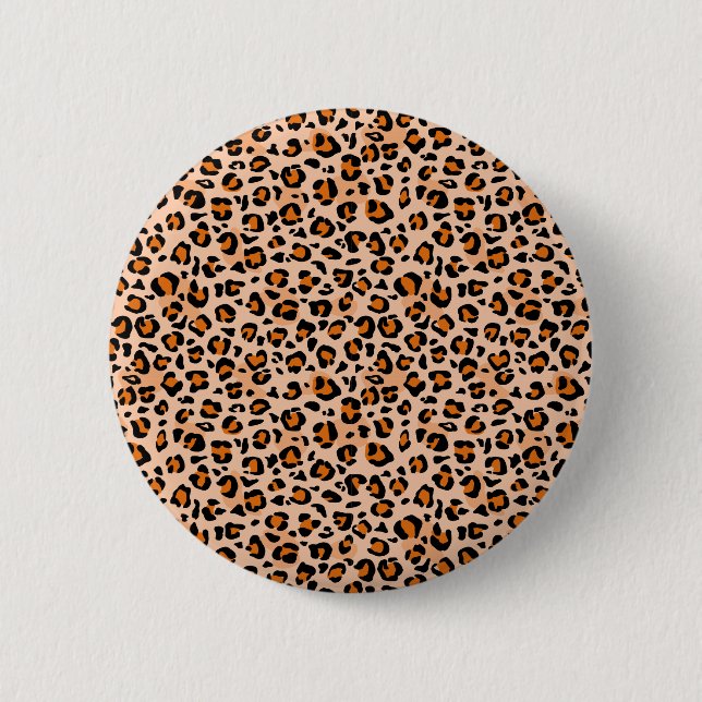 Orange and Brown Leopard Print Button (Front)