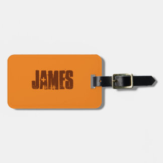 Orange and Brown Luggage Tag