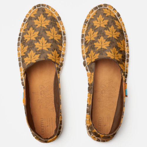 Orange and brown maple leaves pattern fall espadrilles