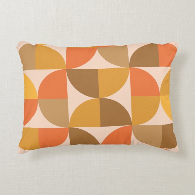 Orange and Brown Mid Century Half Circles  Accent Pillow (Front)
