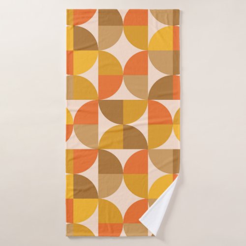 Orange and Brown Mid Century Half Circles  Bath Towel