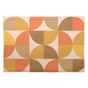 Orange and Brown Mid Century Half Circles  Cloth Placemat