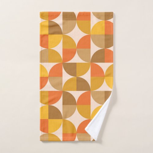 Orange and Brown Mid Century Half Circles  Hand Towel