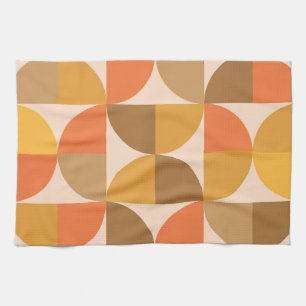 Orange and Brown Mid Century Half Circles Kitchen Towel