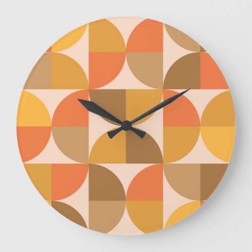 Orange and Brown Mid Century Half Circles  Large Clock