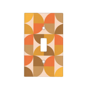 Orange and Brown Mid Century Half Circles  Light Switch Cover