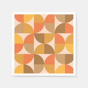 Orange and Brown Mid Century Half Circles  Napkins