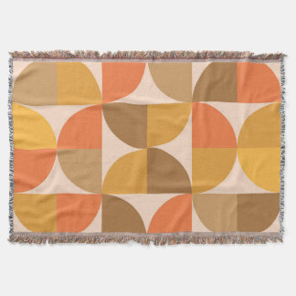 Orange and Brown Mid Century Half Circles Throw Blanket