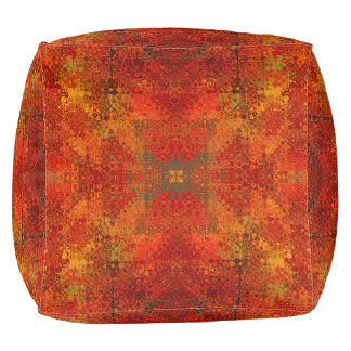 orange and brown motif pattern pouf