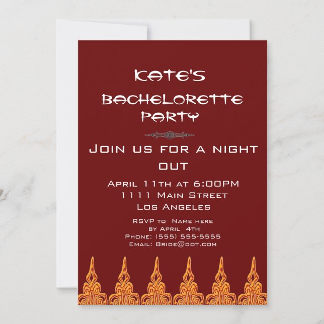 Orange and brown  party invitation (Front)