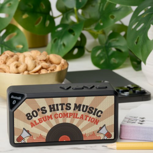 Orange and Brown Retro 80s Hits Music Compilation Bluetooth Speaker