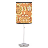 Orange and brown seventies floral pattern table lamp (Back)