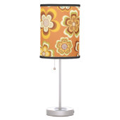 Orange and brown seventies floral pattern table lamp (Right)