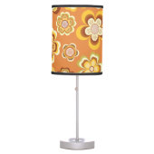 Orange and brown seventies floral pattern table lamp (Front)
