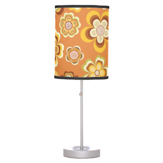 Orange and brown seventies floral pattern table lamp